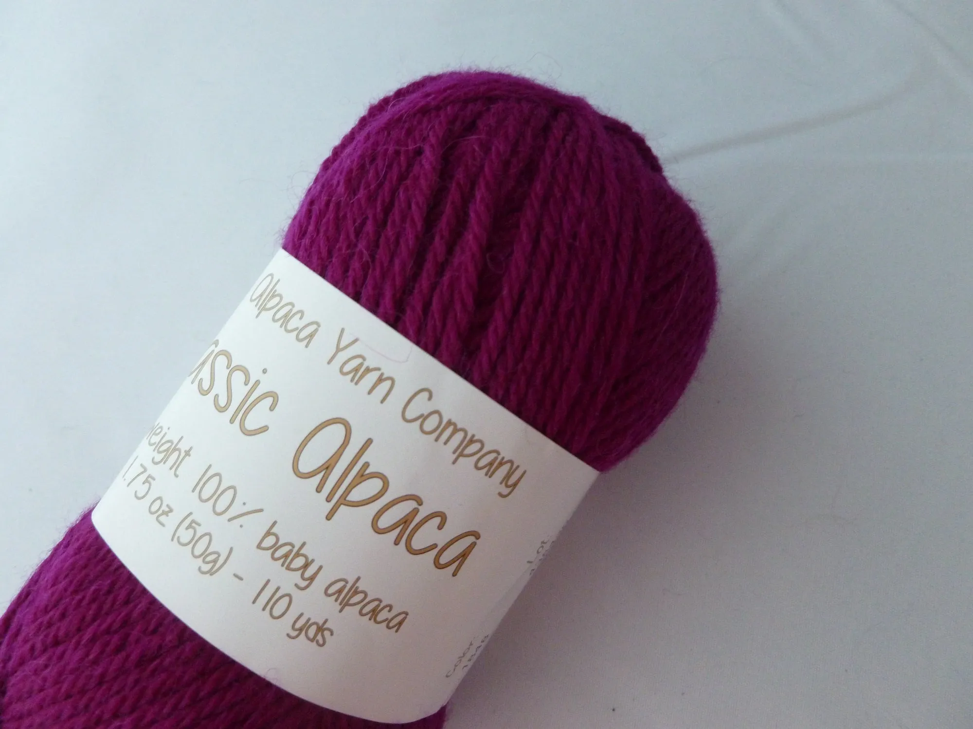 15% off Retail Classic Alpaca by The Alpaca Yarn Company, 100 Percent Baby Alpaca, DK weight 50 gm