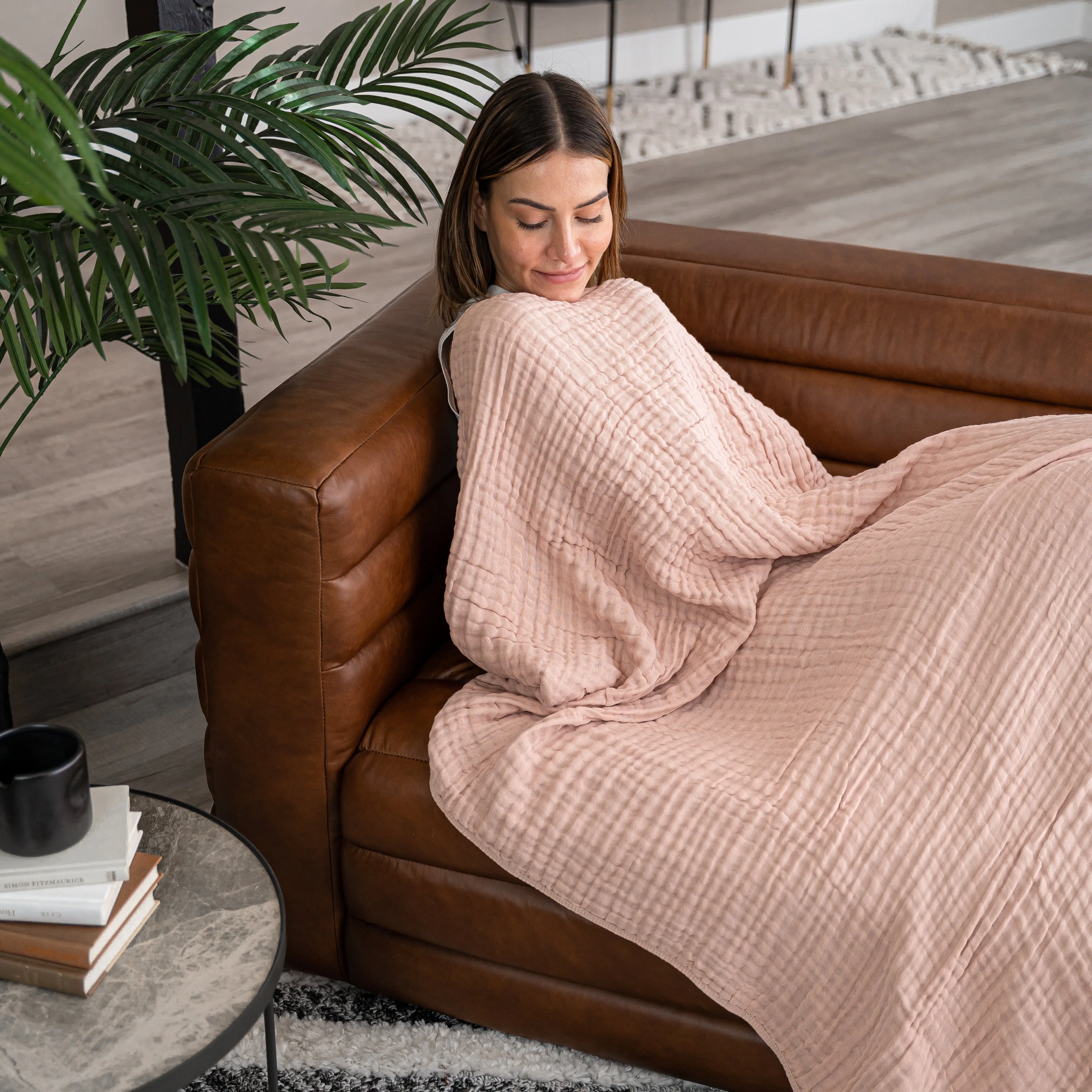 Adult Muslin Blanket by Comfy Cubs in Blush