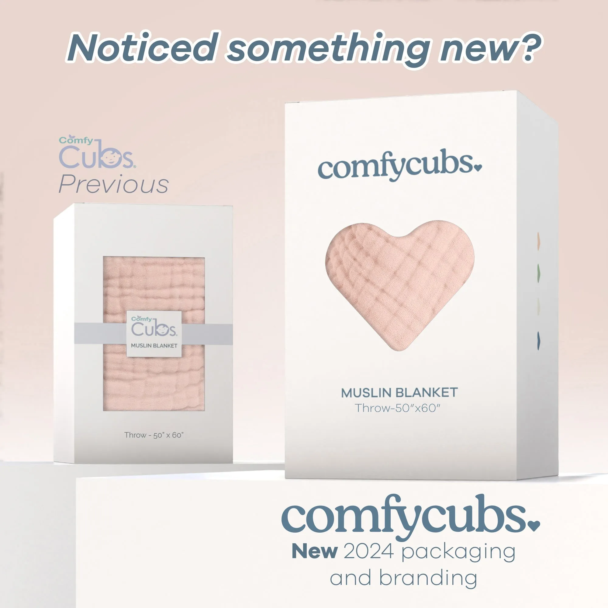 Adult Muslin Blanket by Comfy Cubs in Blush