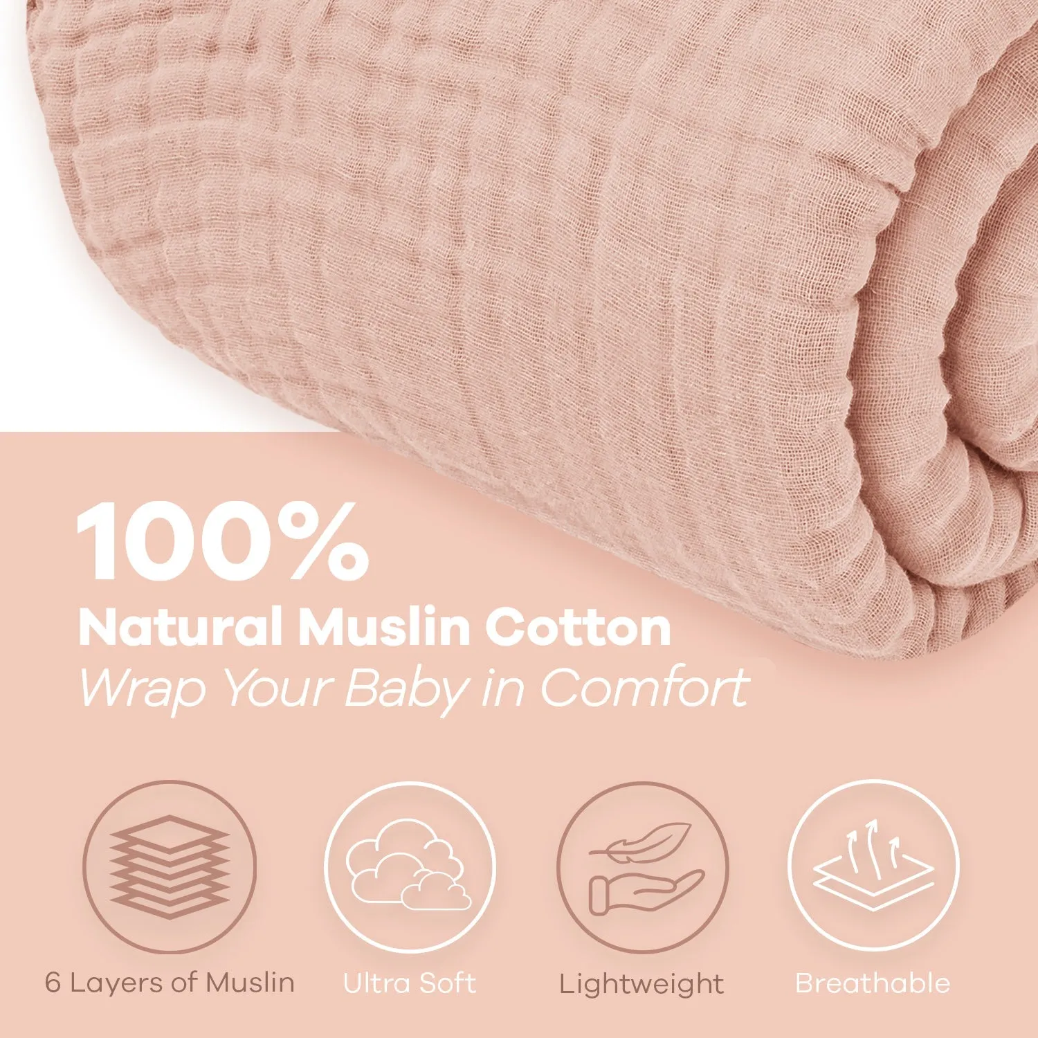 Adult Muslin Blanket by Comfy Cubs in Blush