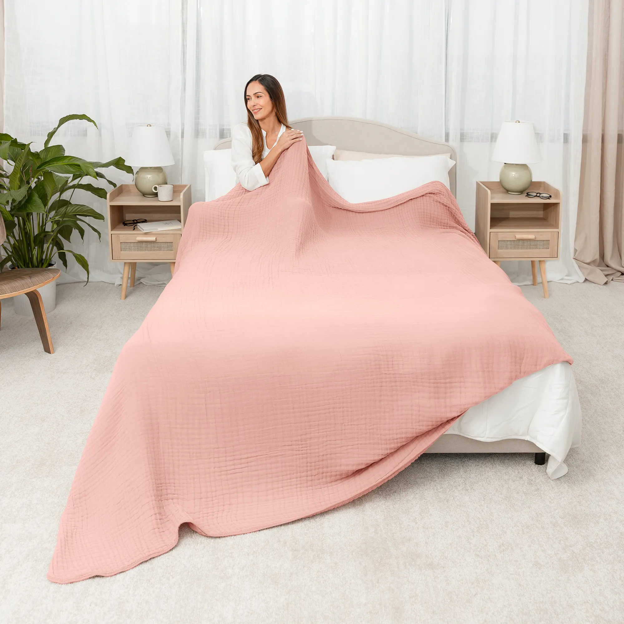 Adult Muslin Blanket by Comfy Cubs in Lace Pink
