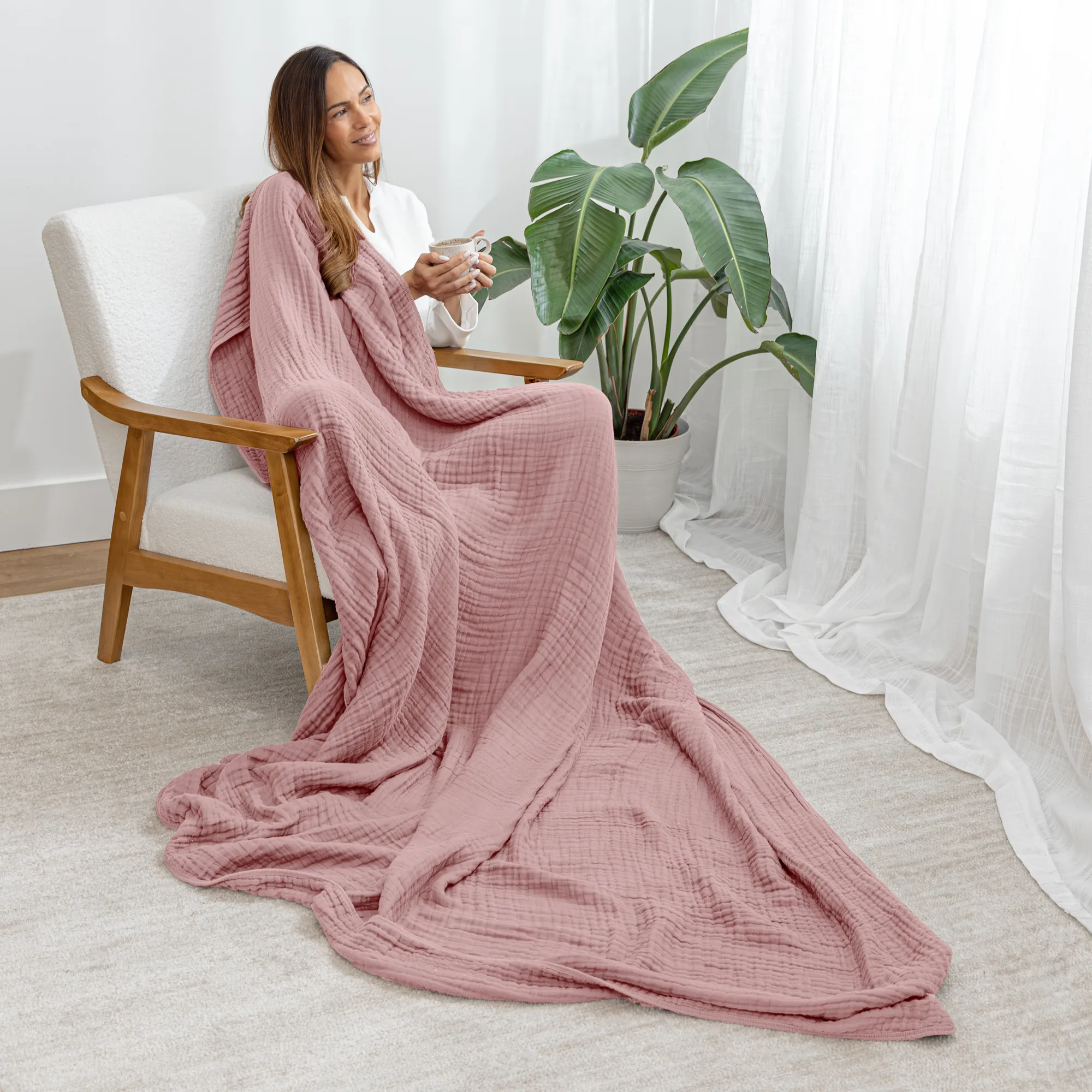 Adult Muslin Blanket by Comfy Cubs in Mauve