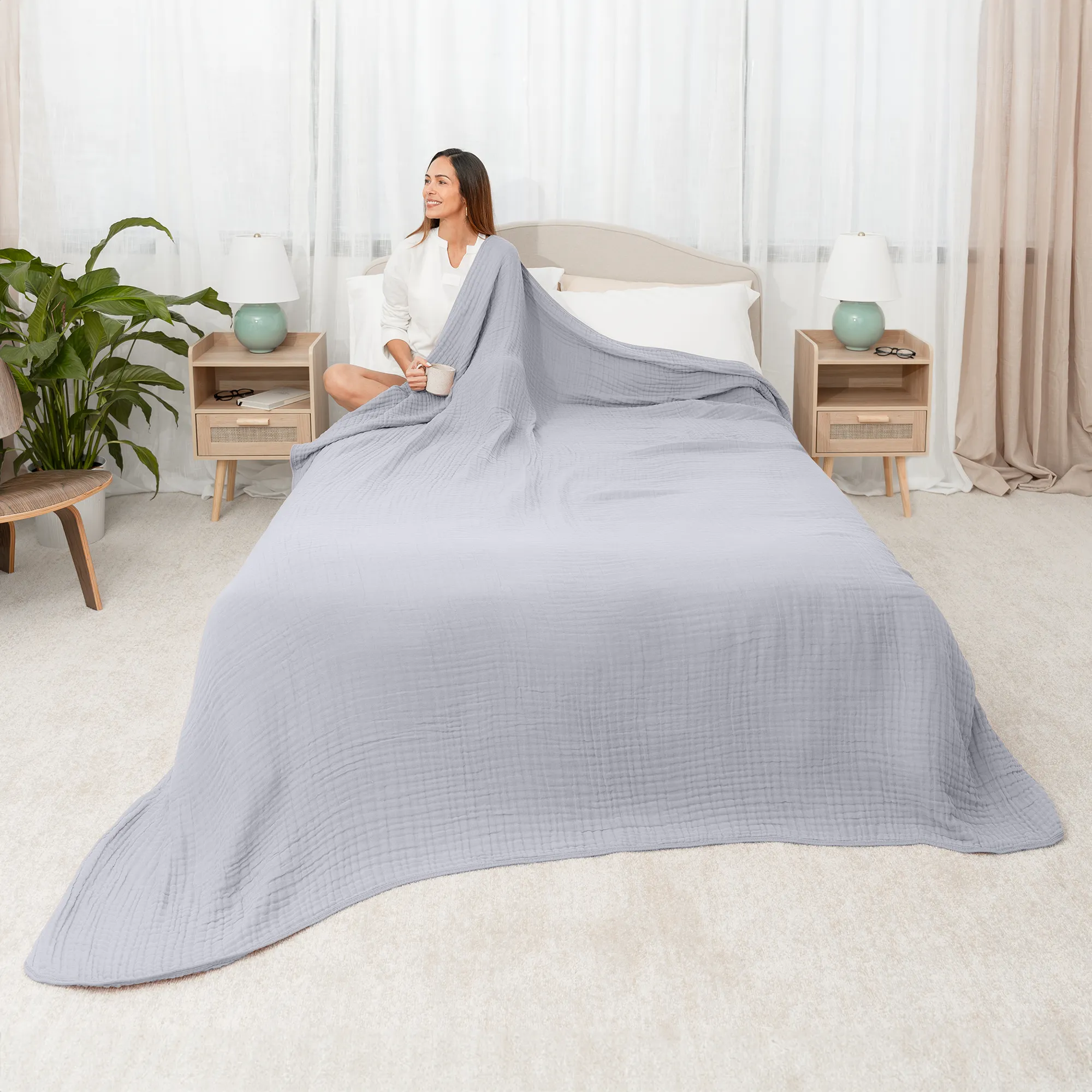 Adult Muslin Blanket by Comfy Cubs in Slate Grey