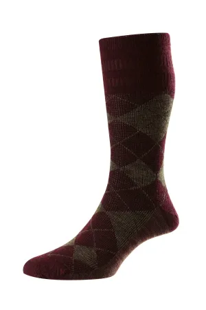Argyle Wool Soft Top Burgundy & Taupe 6-11