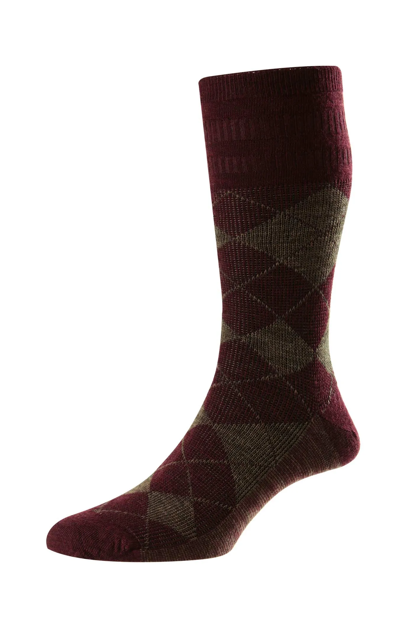 Argyle Wool Soft Top Burgundy & Taupe 6-11