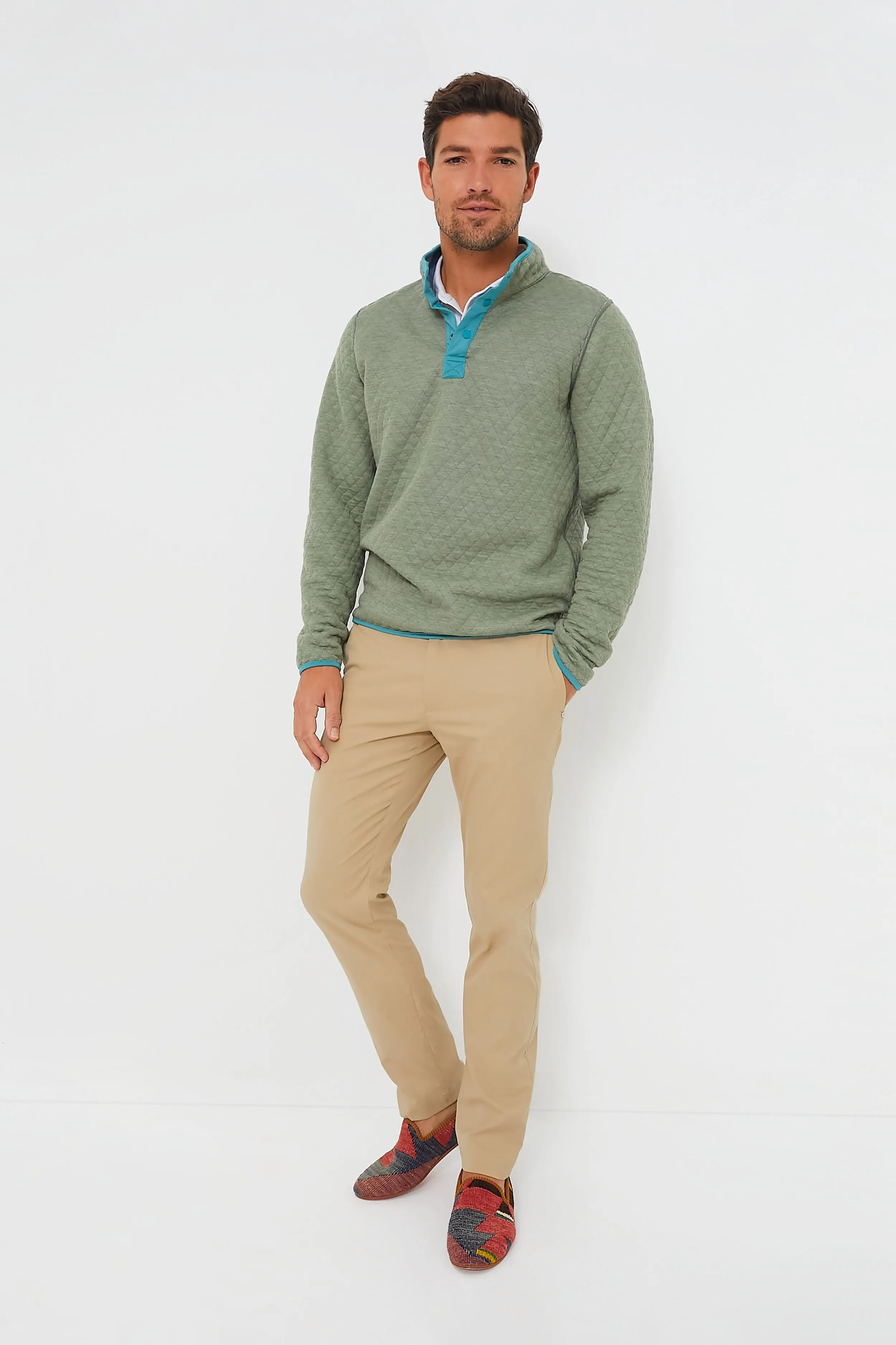 Blue Heather Plus Olive Corbet Reversible Pullover