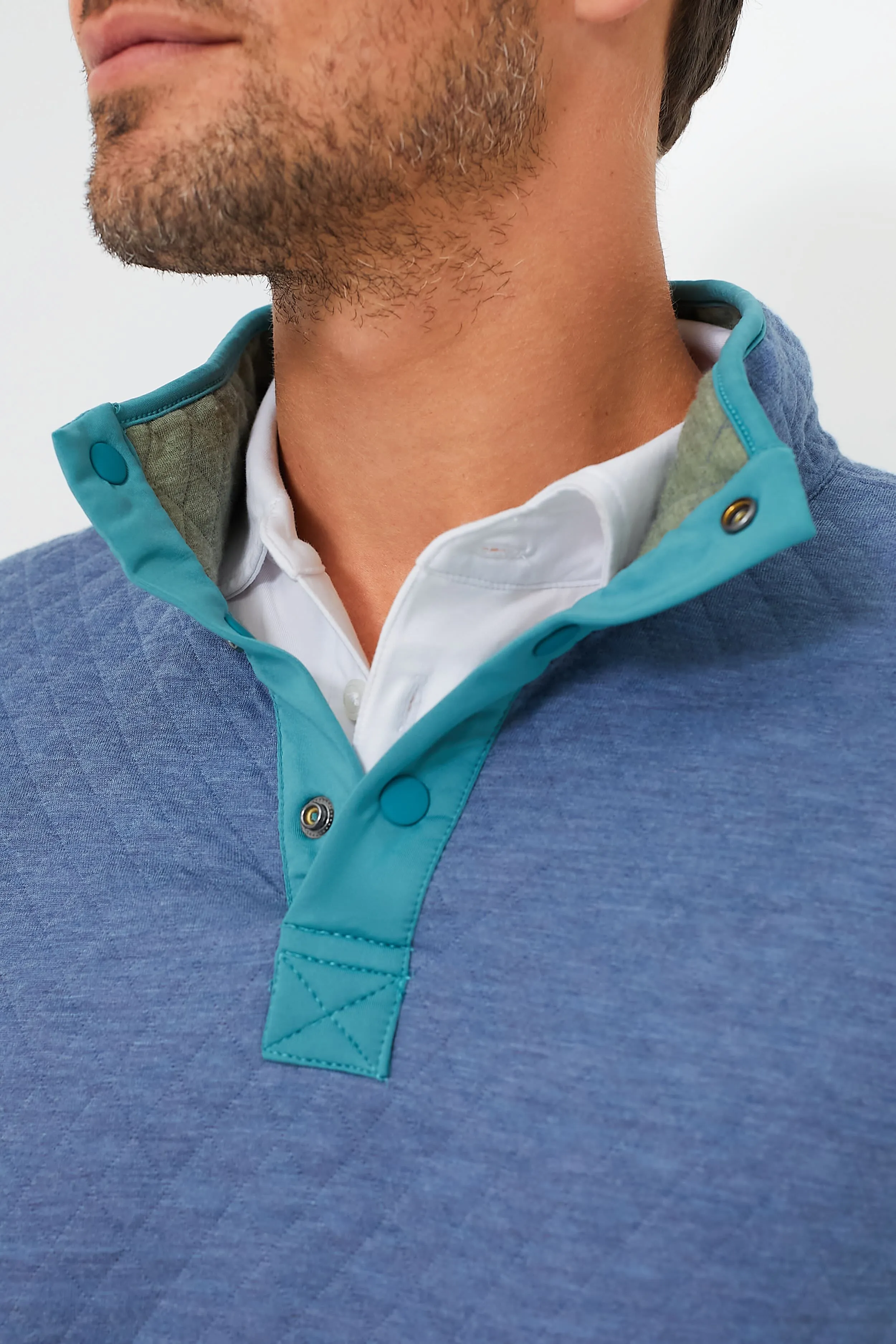 Blue Heather Plus Olive Corbet Reversible Pullover