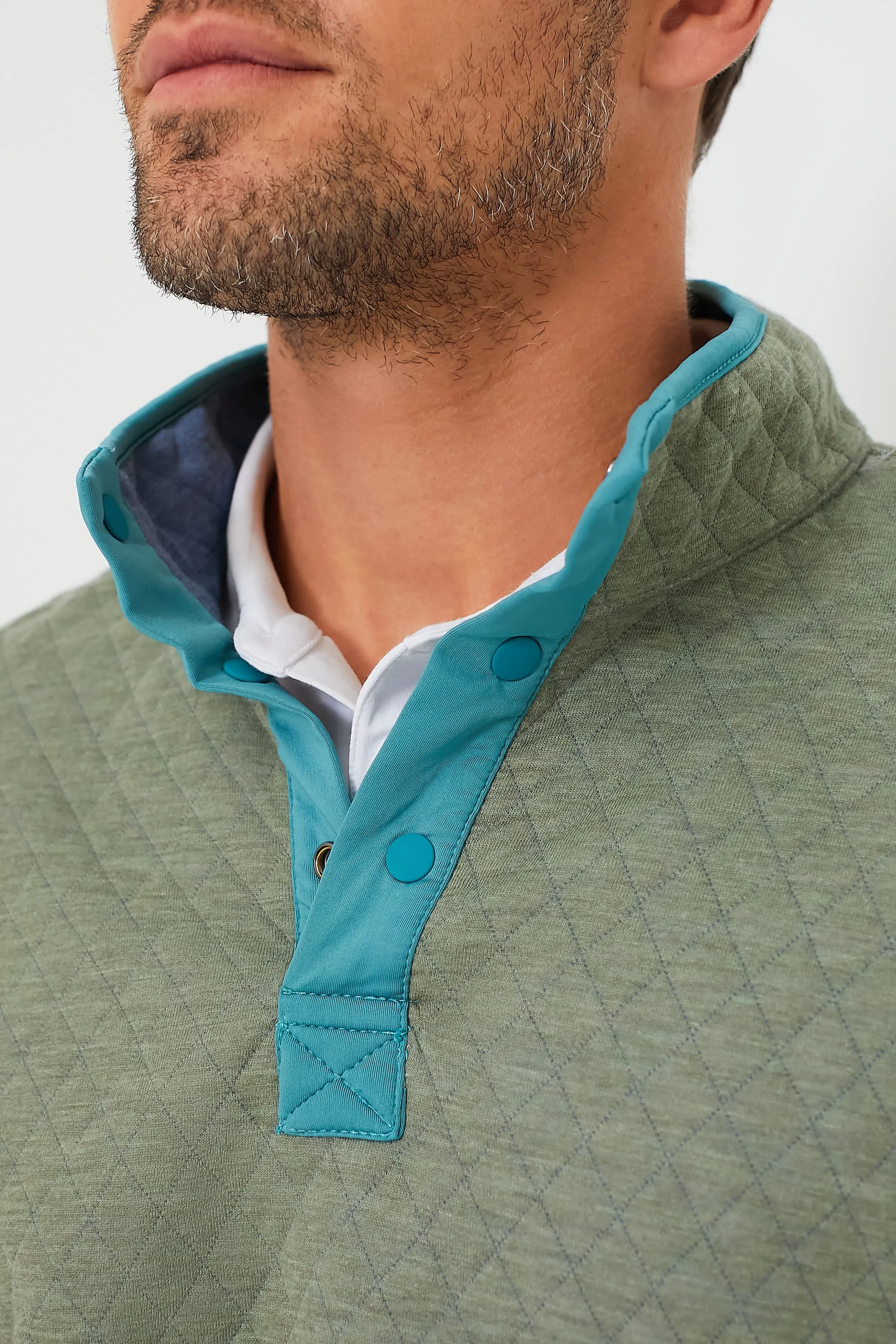 Blue Heather Plus Olive Corbet Reversible Pullover