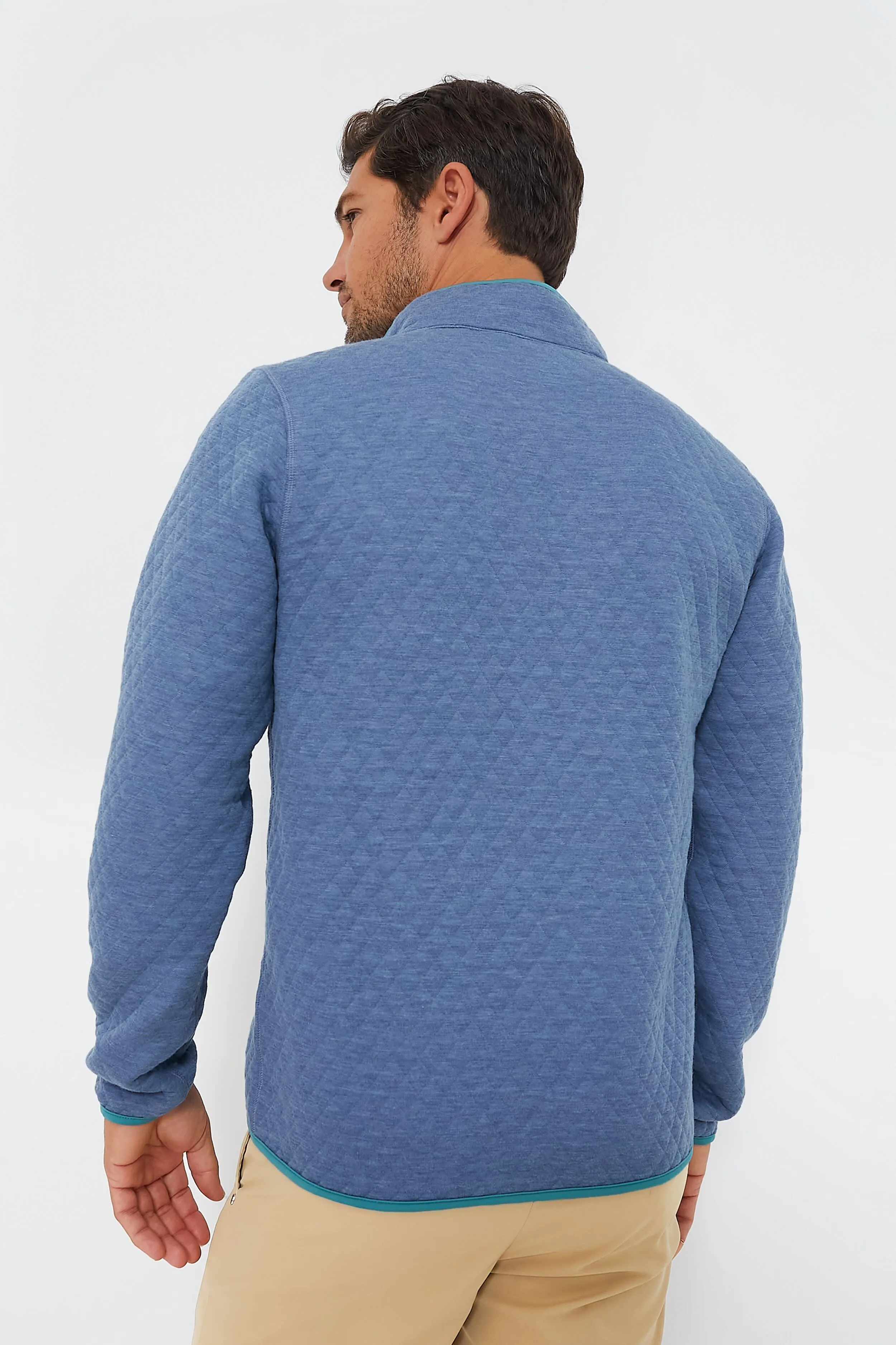 Blue Heather Plus Olive Corbet Reversible Pullover