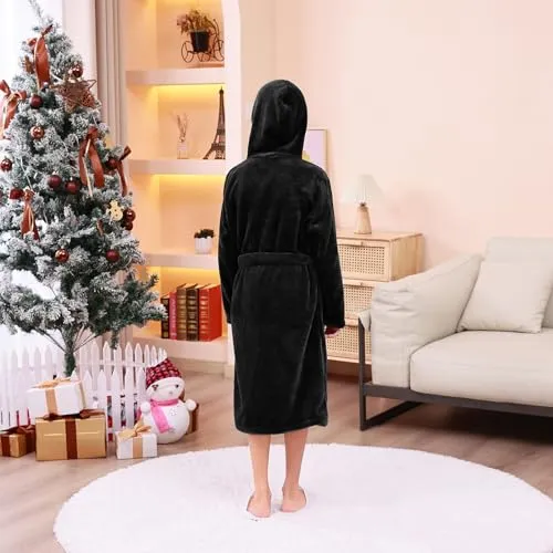 Boys Robe, Kids Fleece Robe, Hooded Soft Warm Bathrobes Pajamas Sleepwear for Children Toddler Girls 3-14 Years as Christmas Gift, Blue 3-4