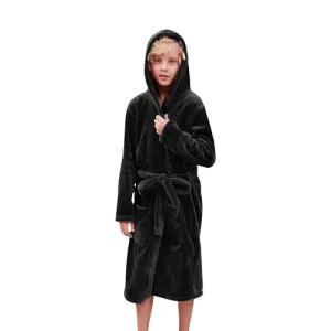 Boys Robe, Kids Fleece Robe, Hooded Soft Warm Bathrobes Pajamas Sleepwear for Children Toddler Girls 3-14 Years as Christmas Gift, Blue 3-4