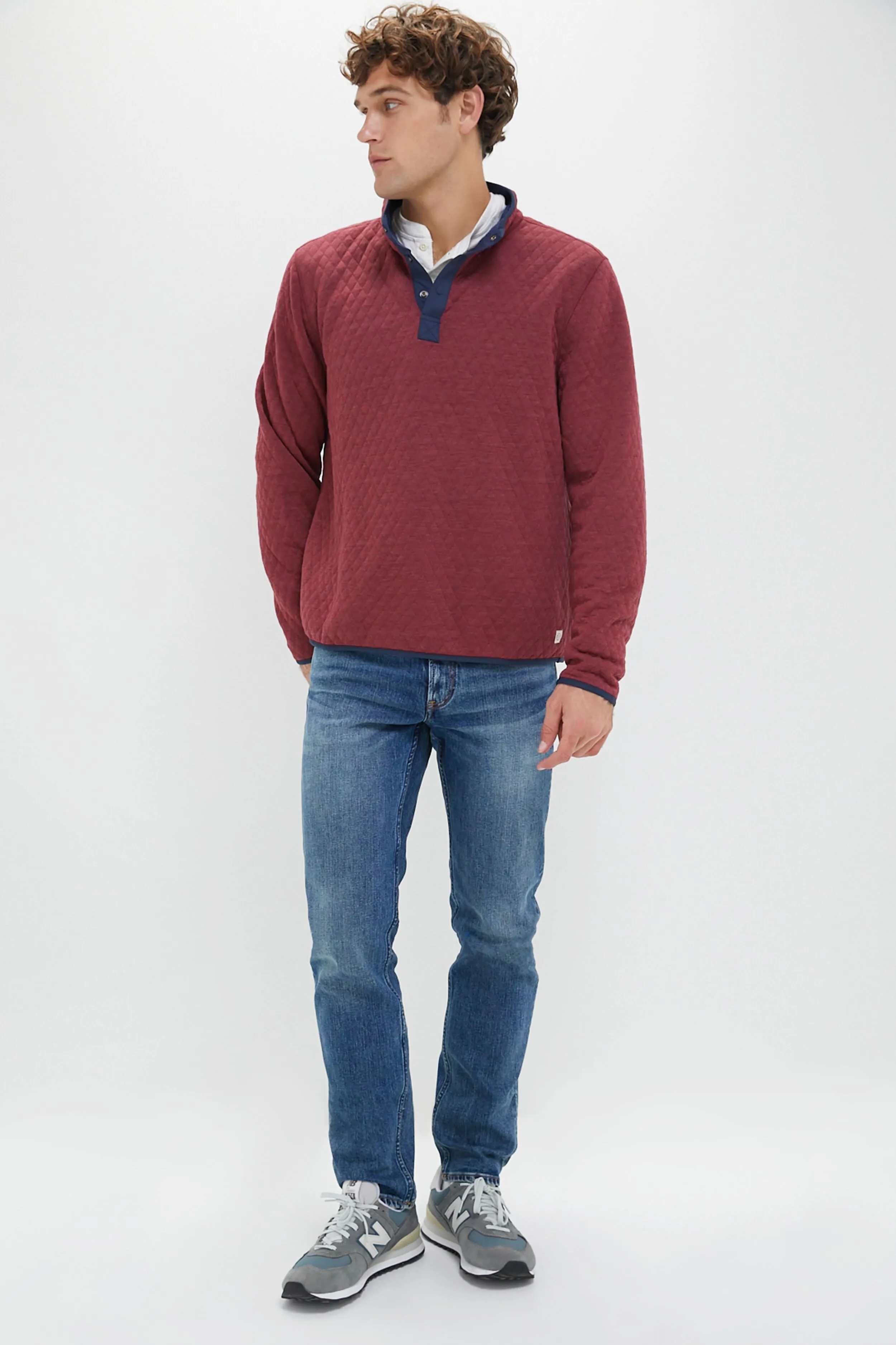 Burgundy Navy Heather Corbet Reversible Pullover