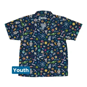 Cartoon Space Objects Outer Space Navy Youth Hawaiian Shirt