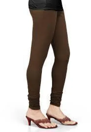 Coffee Brown Plain Churidar  Lycra Leggings