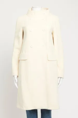 Cream Preowned Overcoat With Wraparound Collar