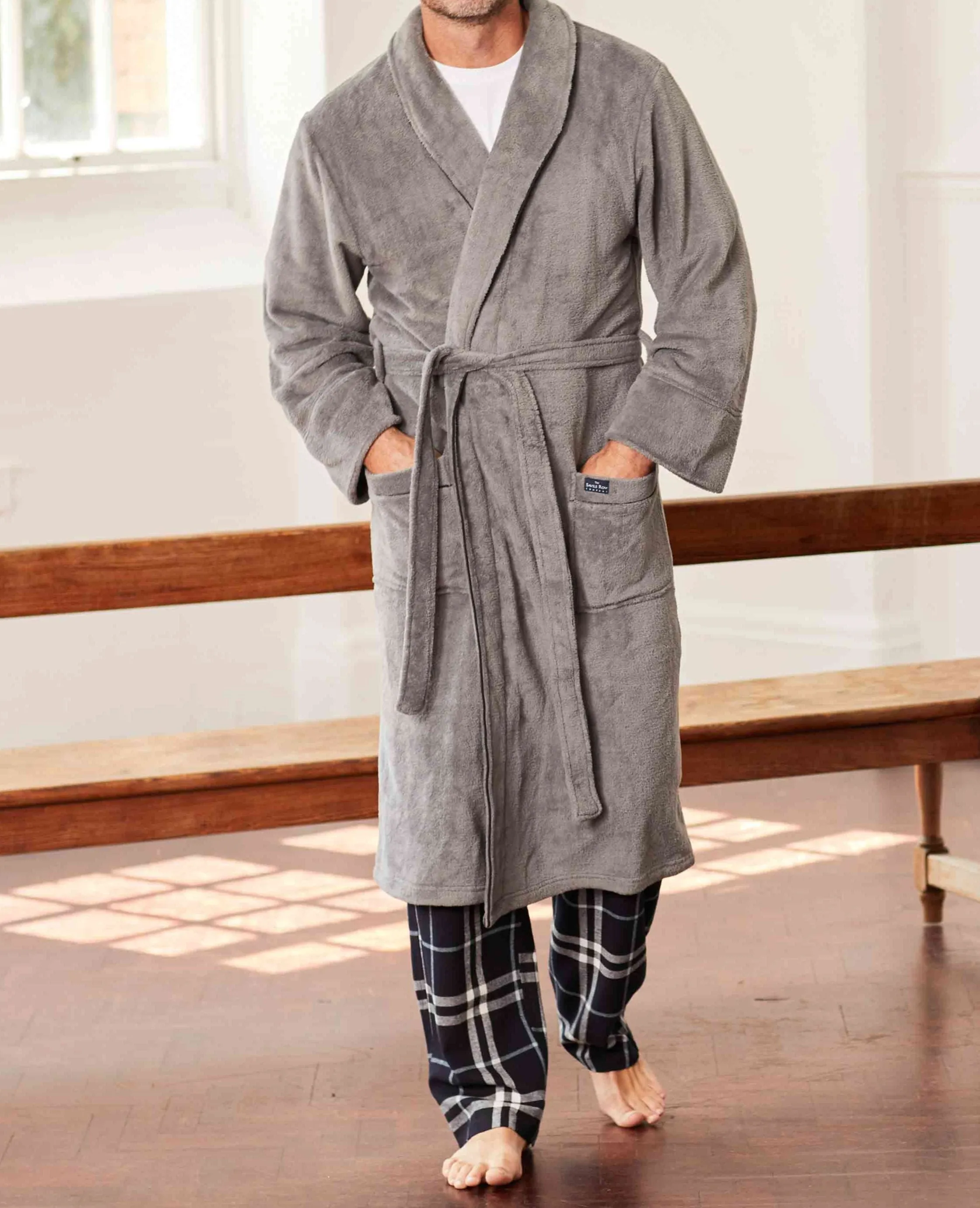 Dark Grey Fleece Supersoft Dressing Gown