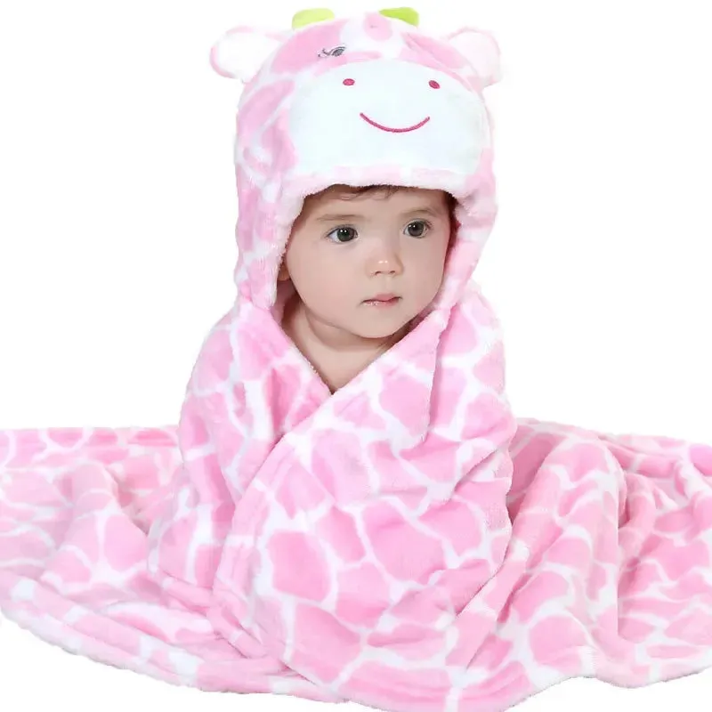 Flannel Infant Gown Loungewear Anime Baby Boy Girl Pajamas Newborn Animal Sleepwear Hooded Bathrobe Towel for Babies 0-24 Months