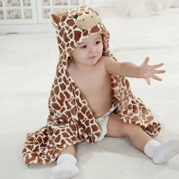 Flannel Infant Gown Loungewear Anime Baby Boy Girl Pajamas Newborn Animal Sleepwear Hooded Bathrobe Towel for Babies 0-24 Months