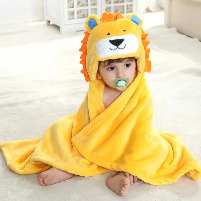 Flannel Infant Gown Loungewear Anime Baby Boy Girl Pajamas Newborn Animal Sleepwear Hooded Bathrobe Towel for Babies 0-24 Months