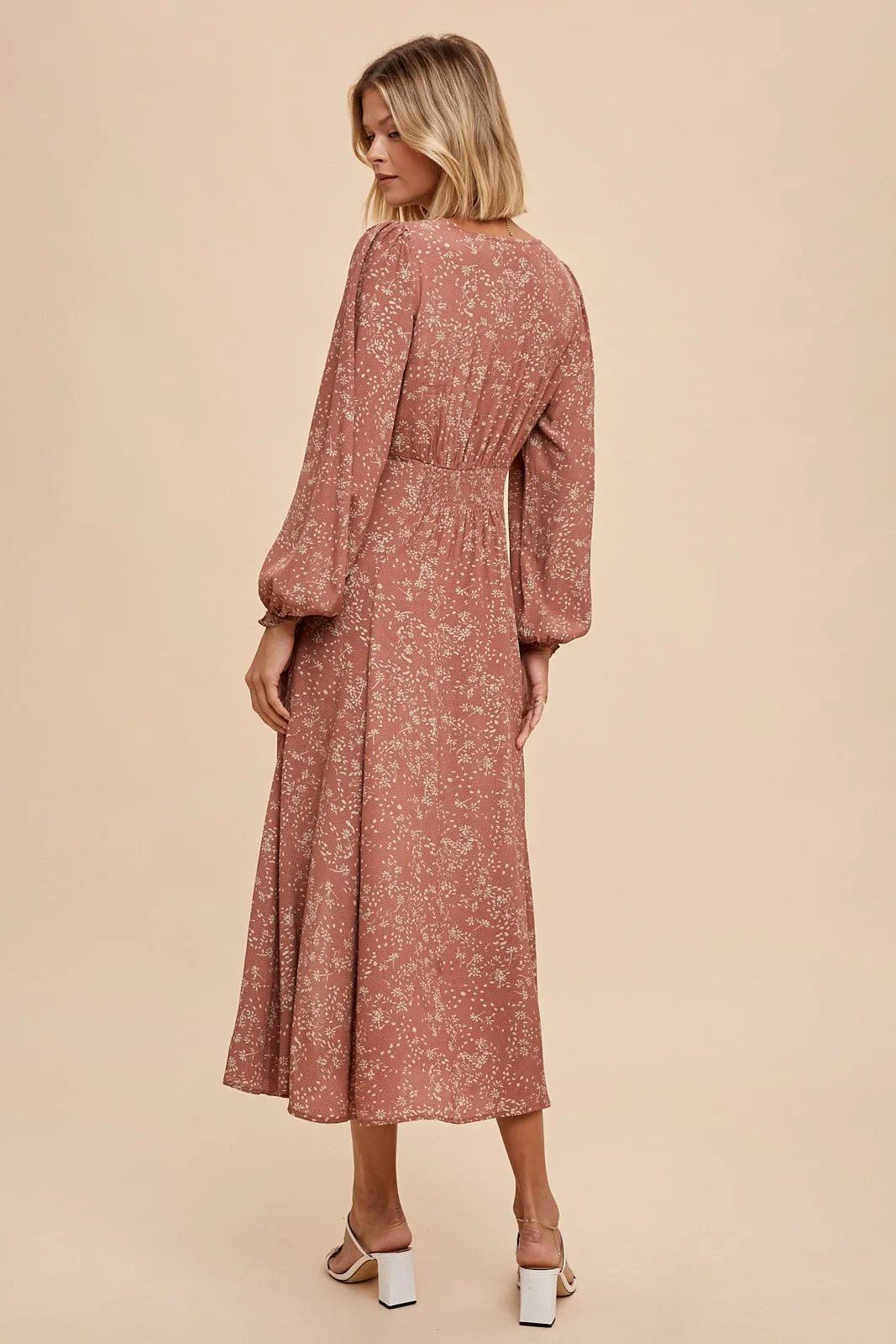 Francie Floral Button Down Maxi Dress - Mauve