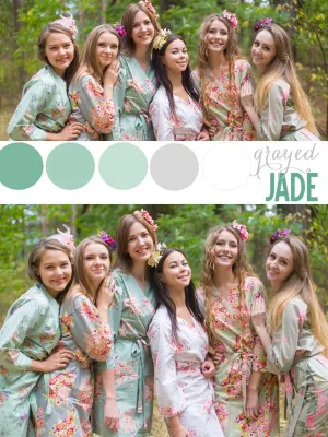 Grayed Jade and Shades of Green Wedding Colors Bridesmaids Robes