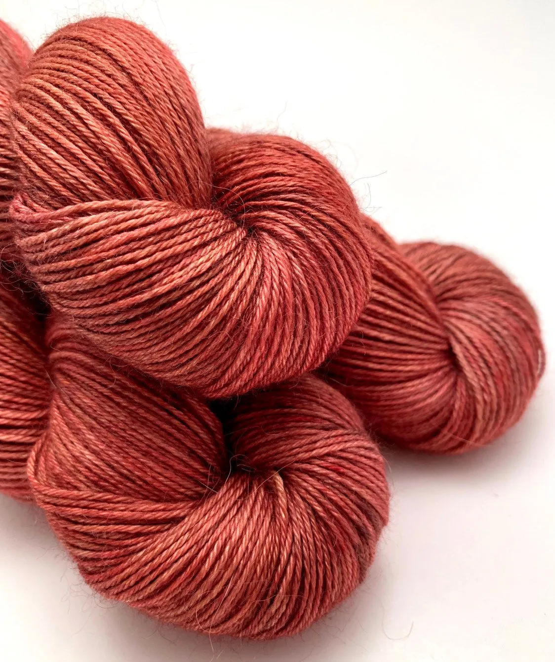 Hand Dyed Yarn "Another Brick in the Shawl" Brick Red Rust Brown Orange Pink Copper Speckled Polwarth DK 246yds 100g