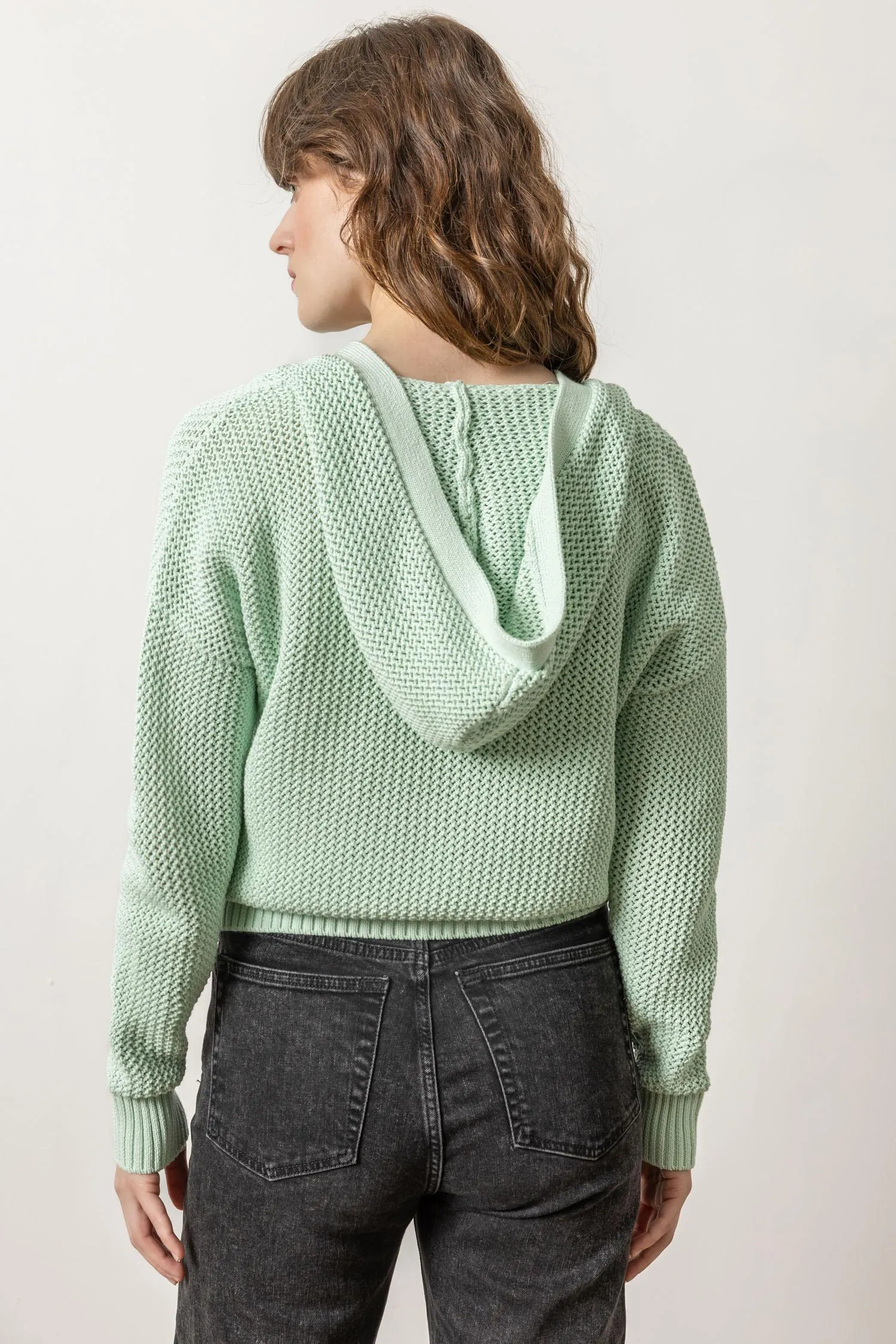 Hooded Split Neck Sweater