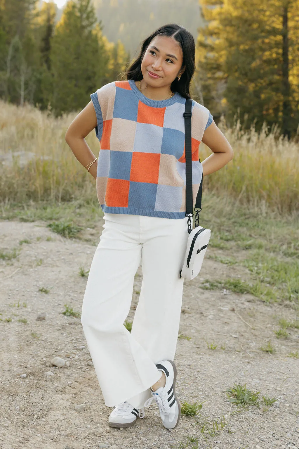 Judie Sweater Vest-Slate Blue Multi