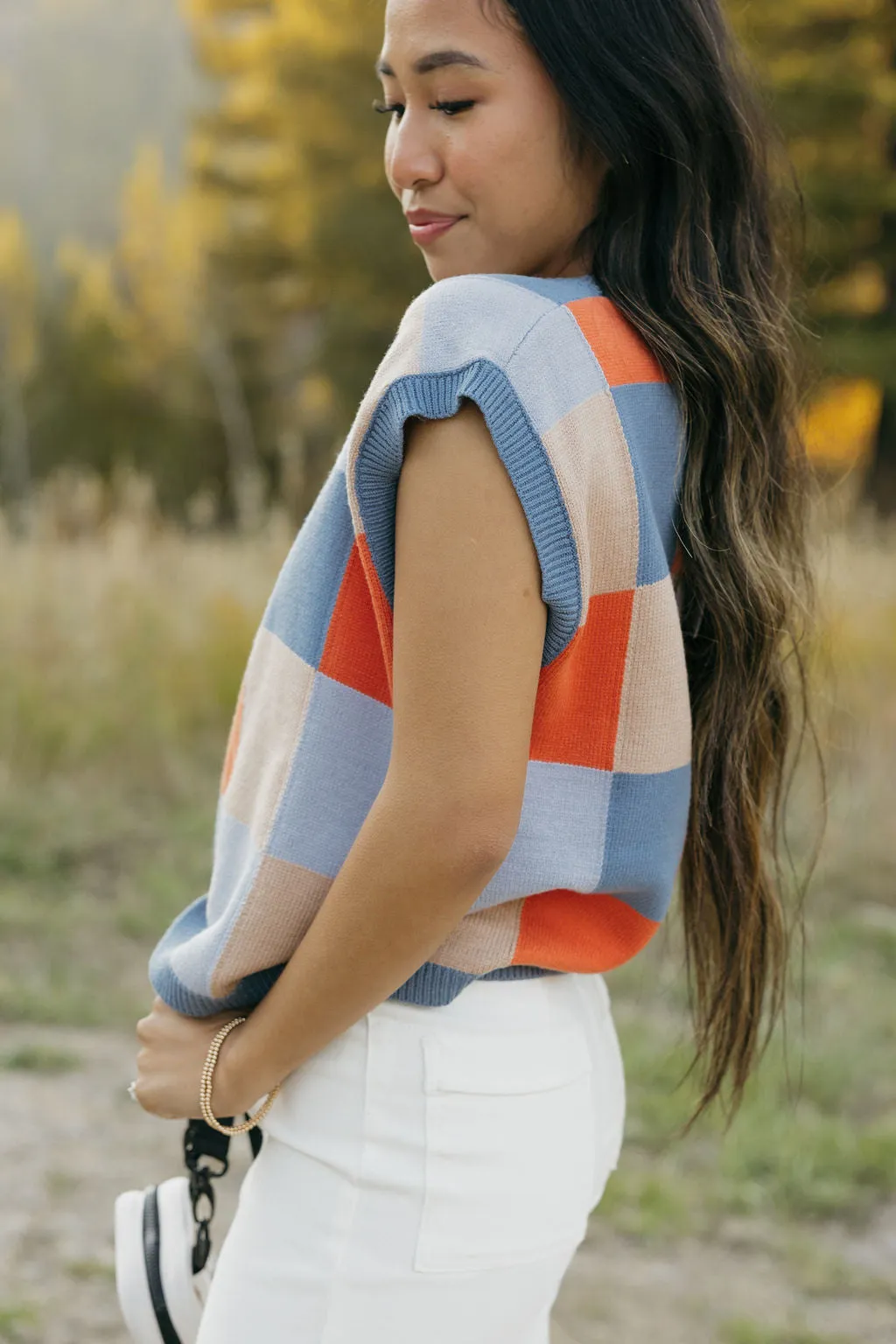 Judie Sweater Vest-Slate Blue Multi