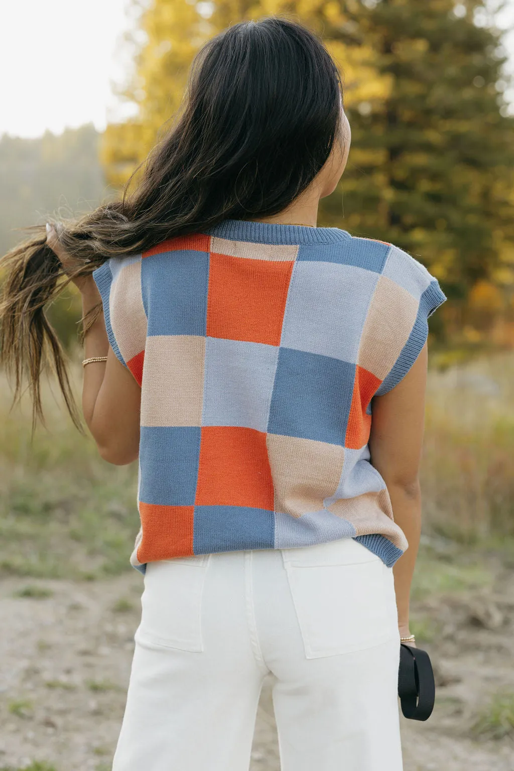 Judie Sweater Vest-Slate Blue Multi