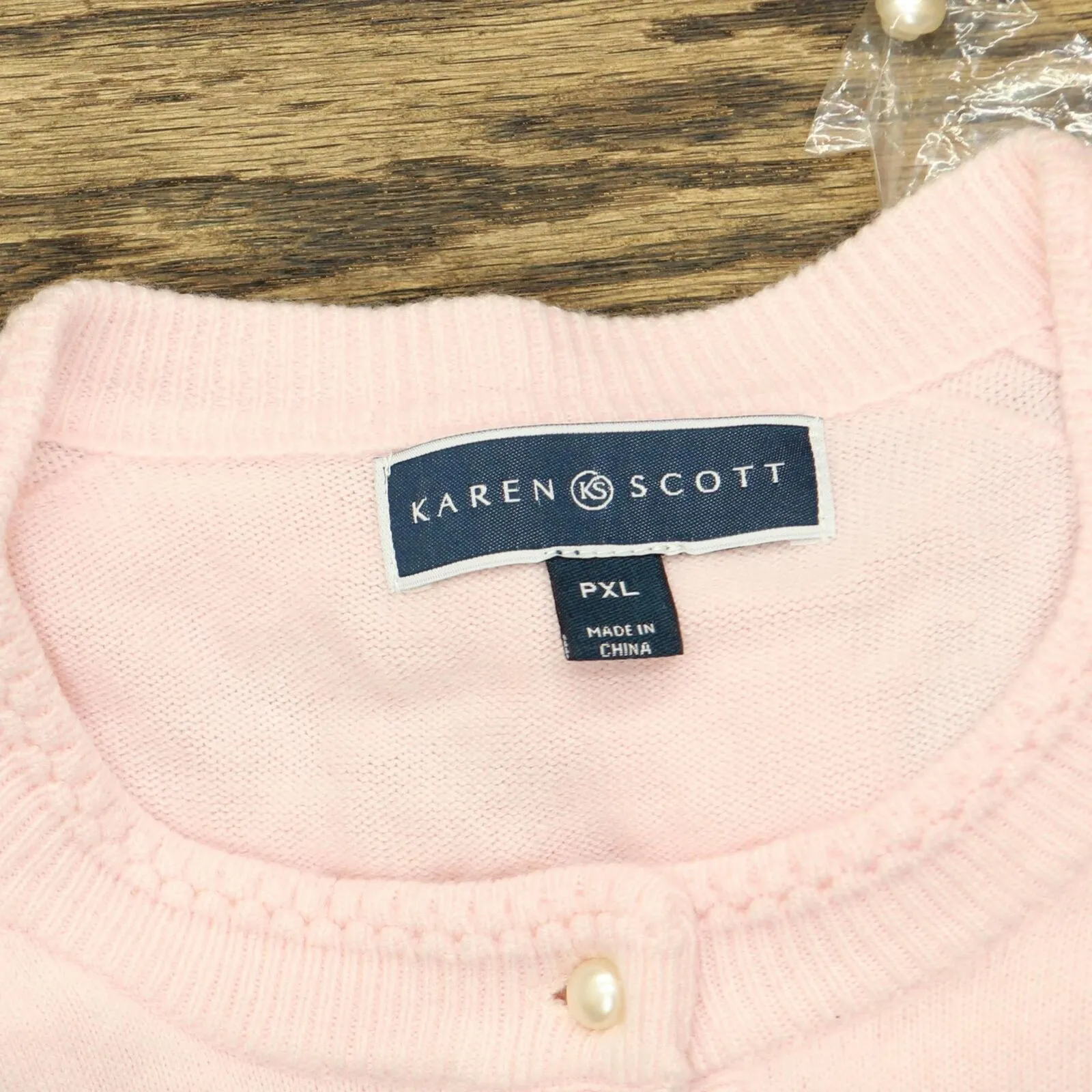 Karen Scott Womens Pearl Cardigan Sweater 100024435PT Pink PXL