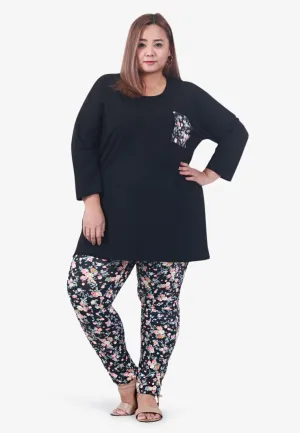 Leci Fun Printed Leggings - Blue Floral