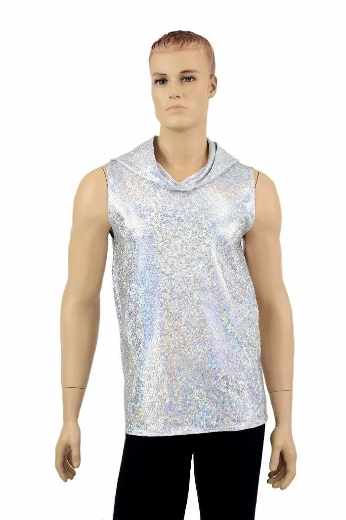 Mens Silver & White Hoodie