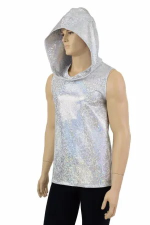 Mens Silver & White Hoodie