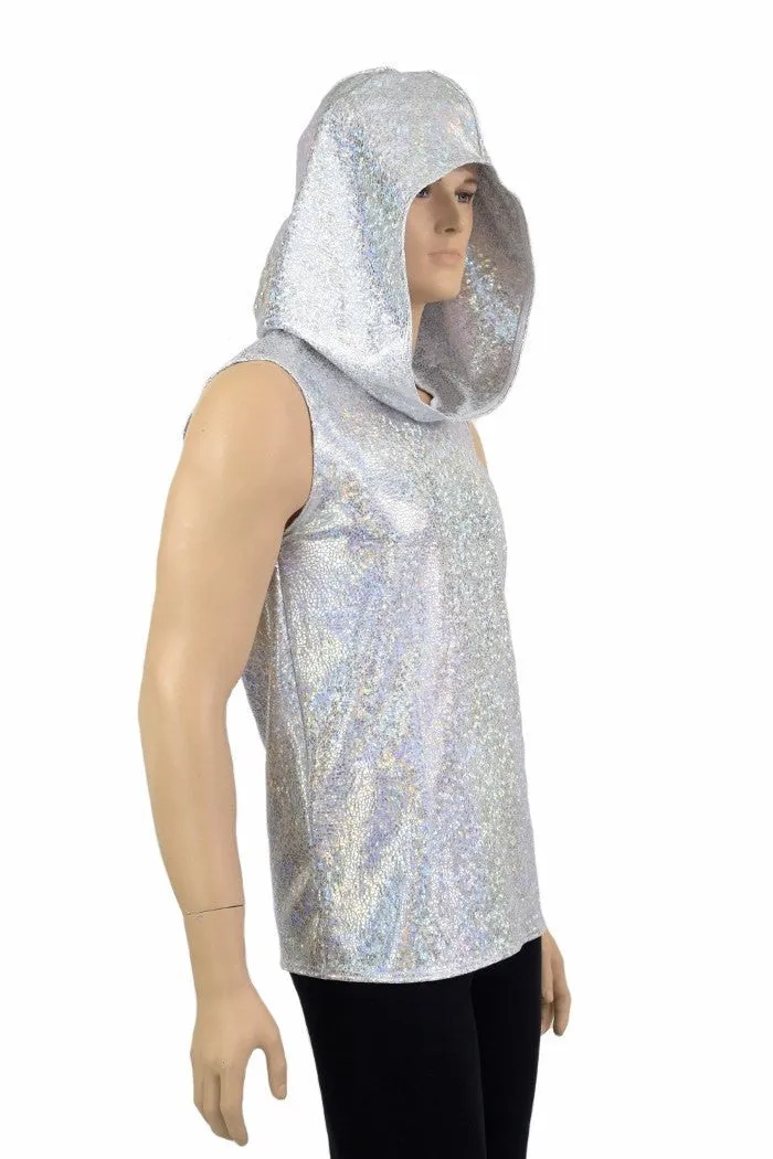 Mens Silver & White Hoodie