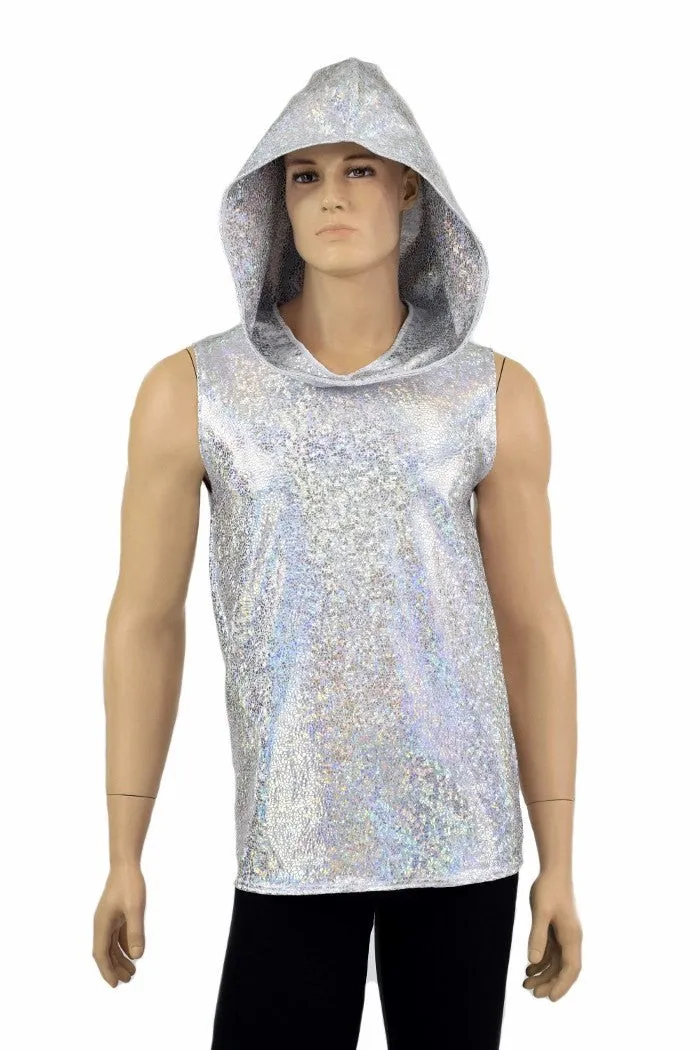 Mens Silver & White Hoodie