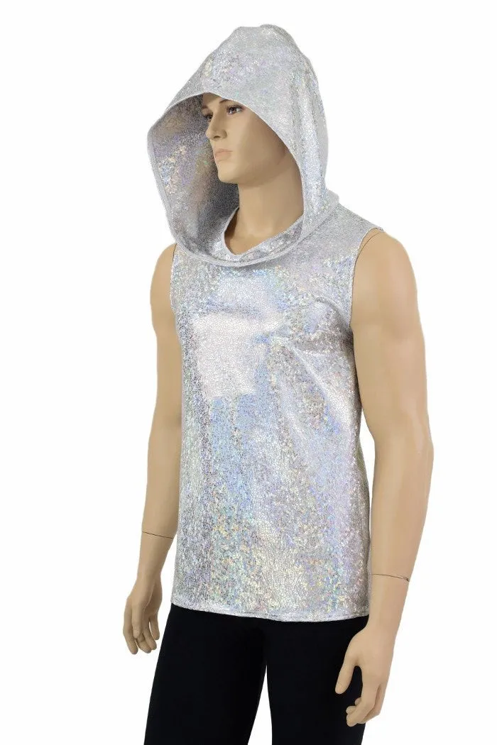 Mens Silver & White Hoodie
