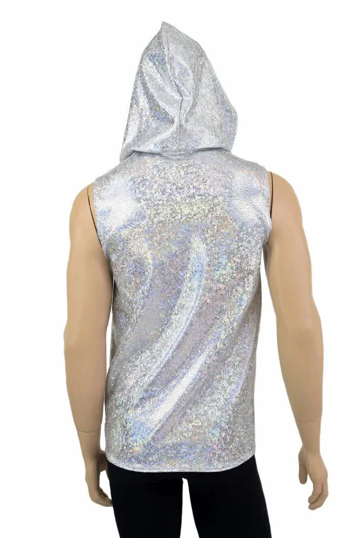 Mens Silver & White Hoodie