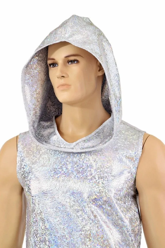 Mens Silver & White Hoodie