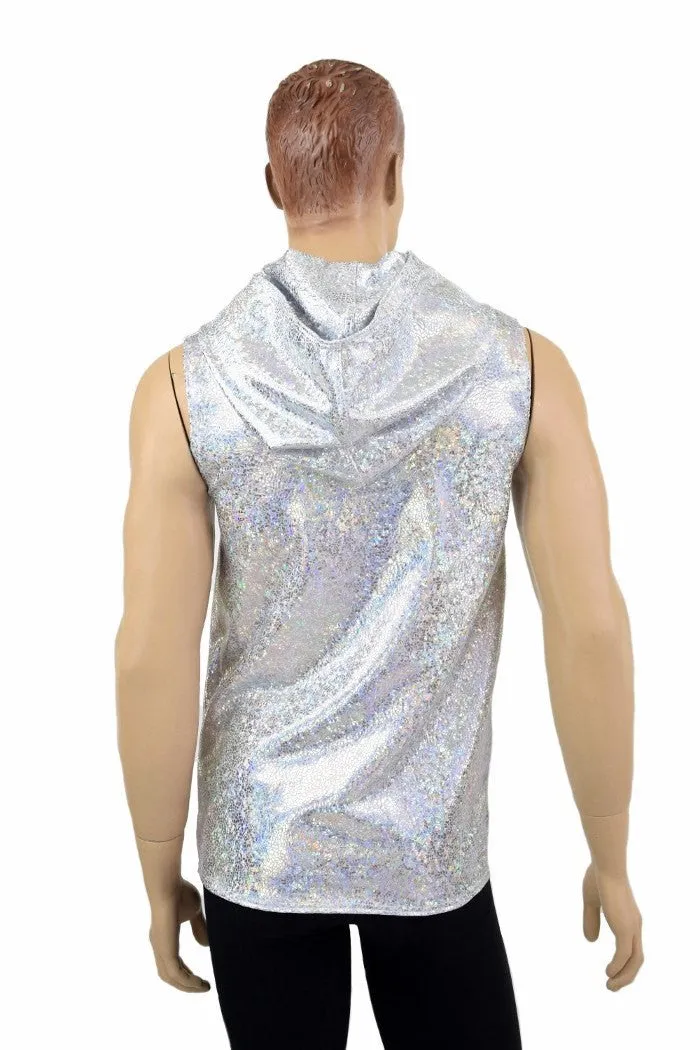 Mens Silver & White Hoodie
