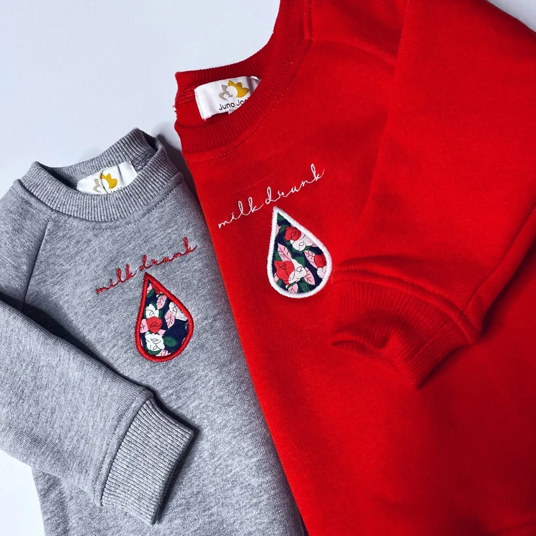 'Milk Drunk' Appliqué Baby/Child Sweatshirt