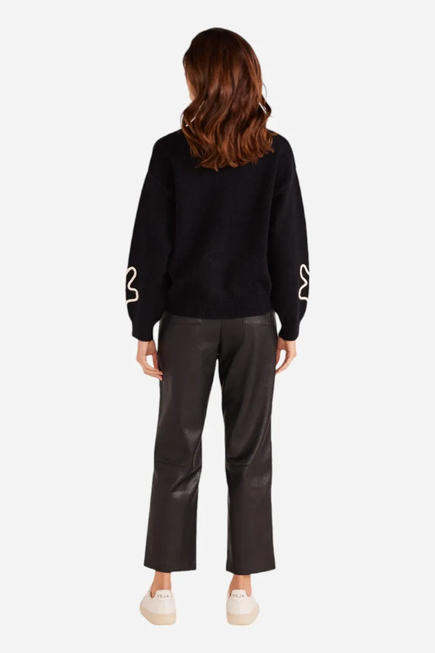 MINKPINK Isla Floral Knit Jumper Black