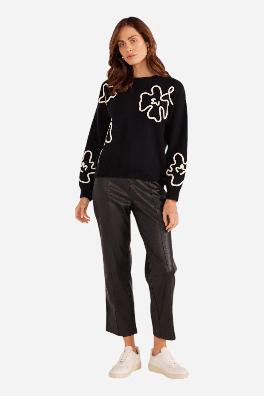 MINKPINK Isla Floral Knit Jumper Black