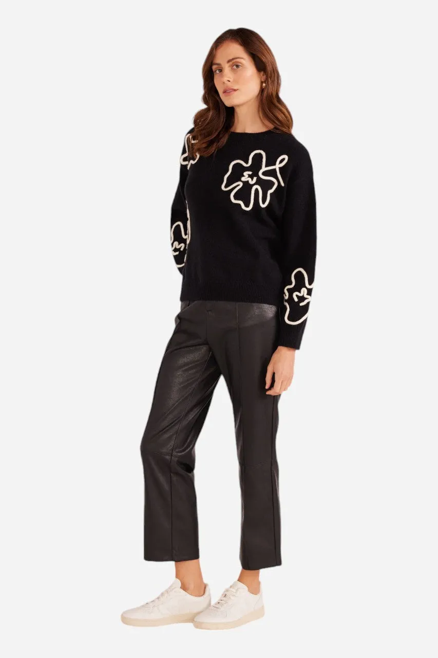 MINKPINK Isla Floral Knit Jumper Black