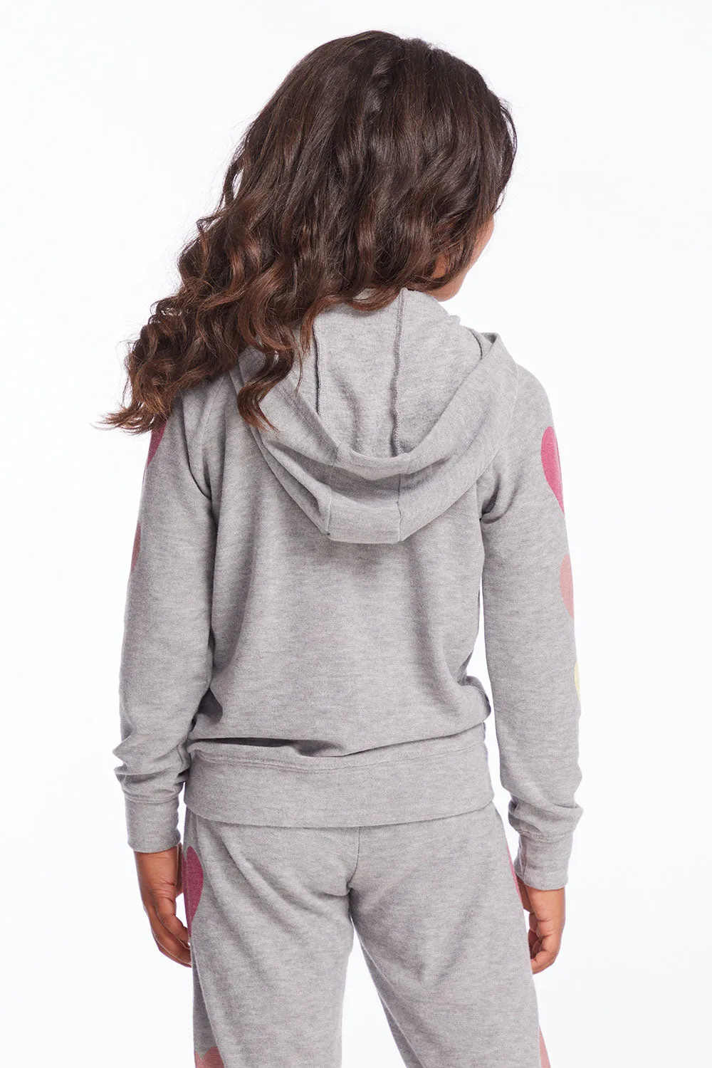 Multi Hearts Girls Zip Up Hoodie