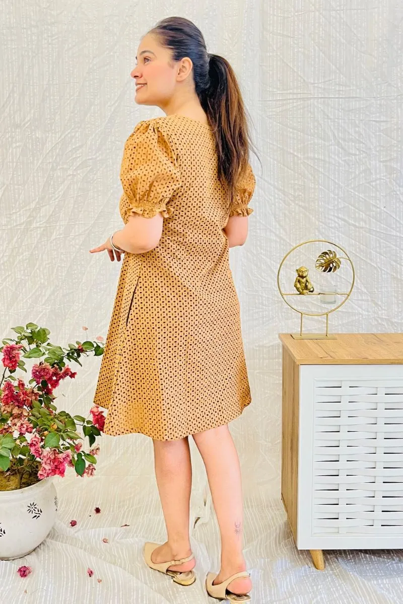 Nude Schiffli Embroidered Flare Dress