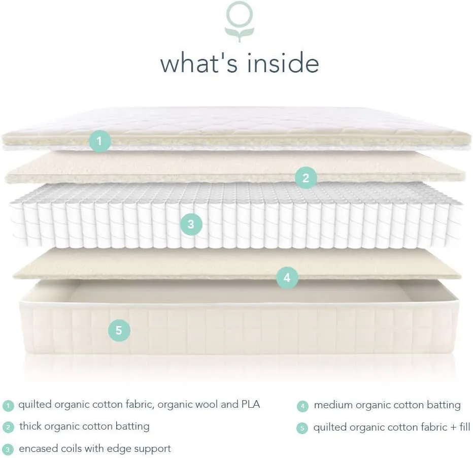 Organic Kids Mattress, Non-Toxic Firm Natural Mattress with Quilted Top, Full Size