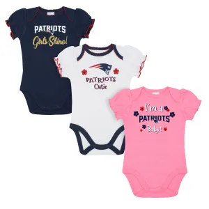 Patriots Girls Shine 3 Pack Short Sleeved Onesies