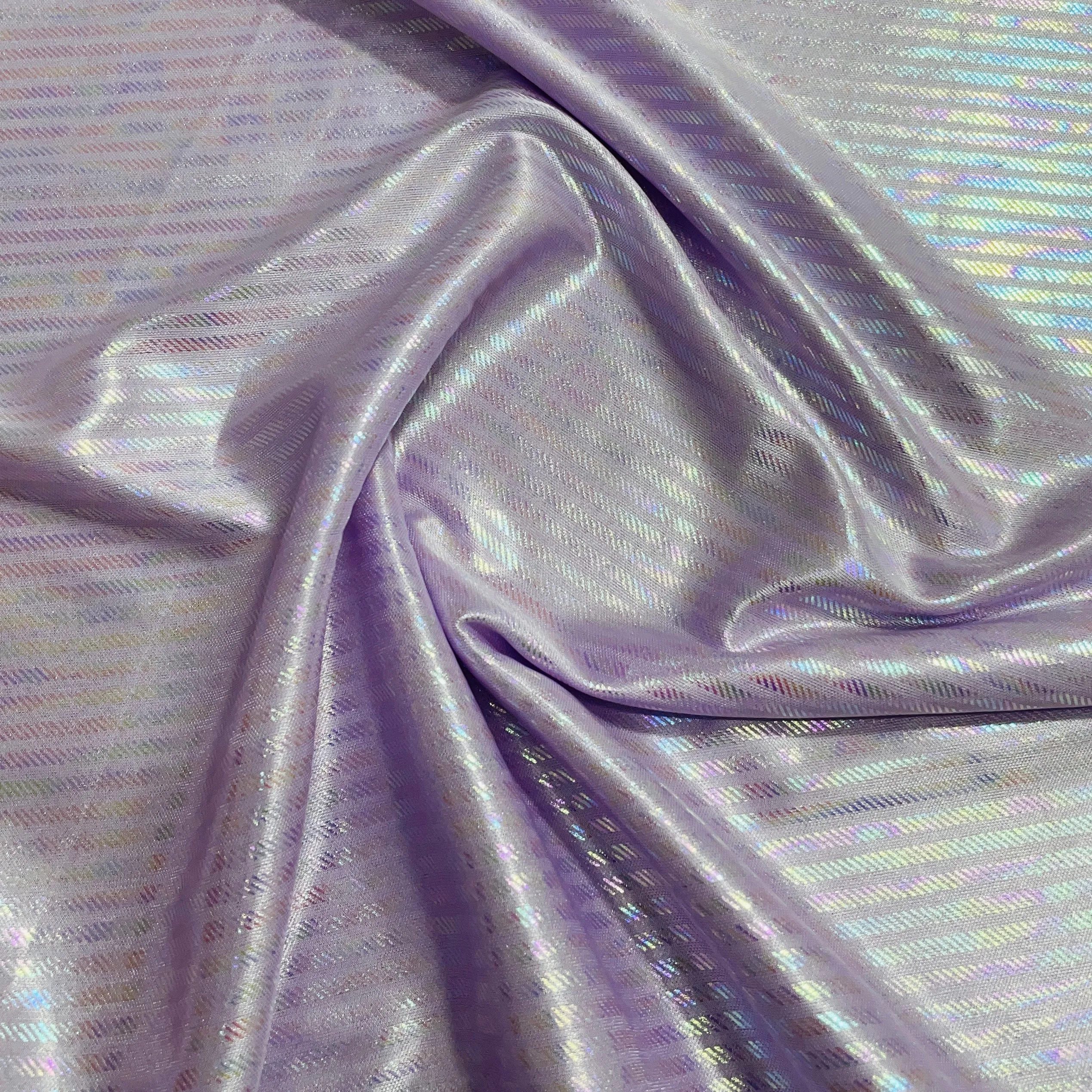 Purple Stripes 3D Rainbow With Lurex Knit Lycra Fabric