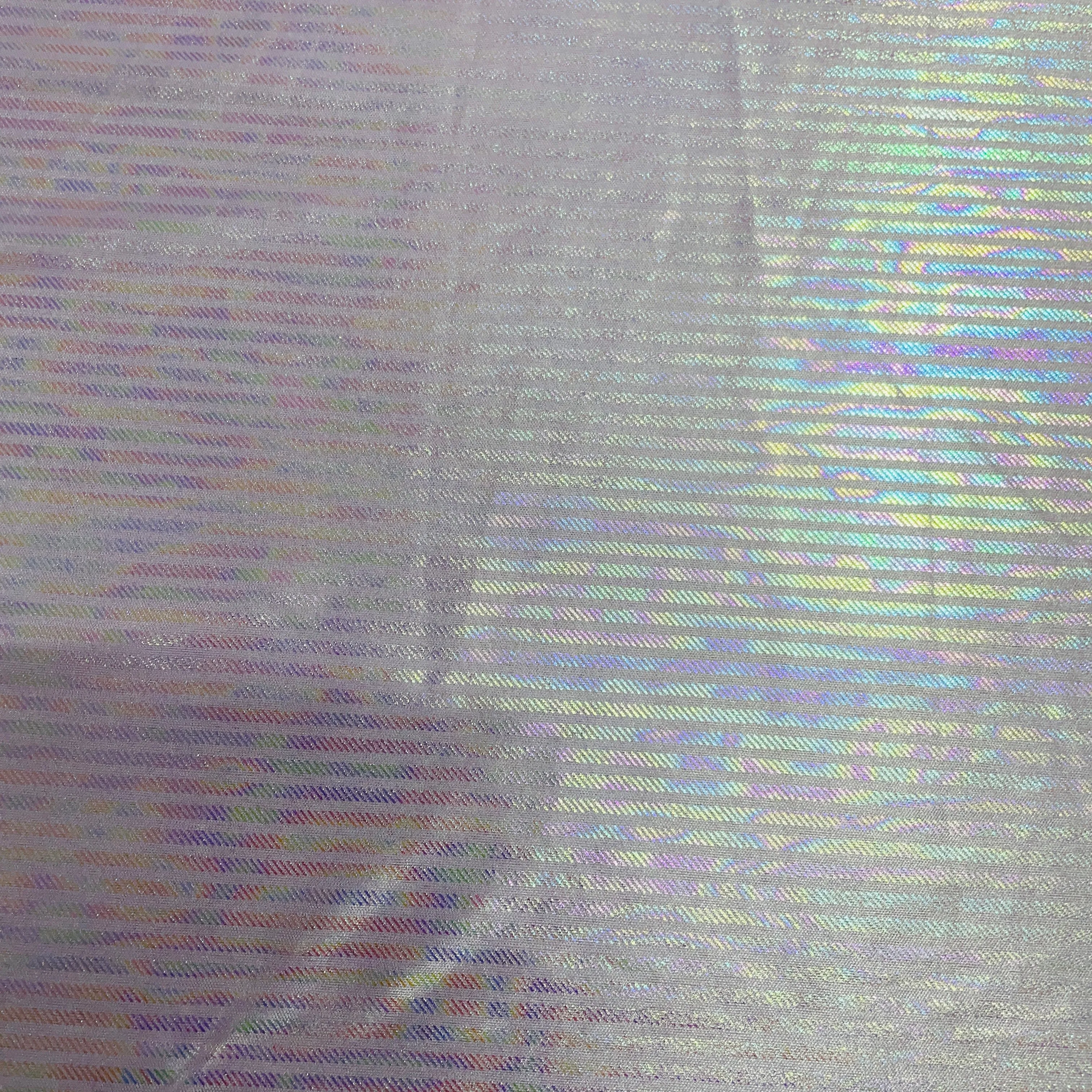 Purple Stripes 3D Rainbow With Lurex Knit Lycra Fabric